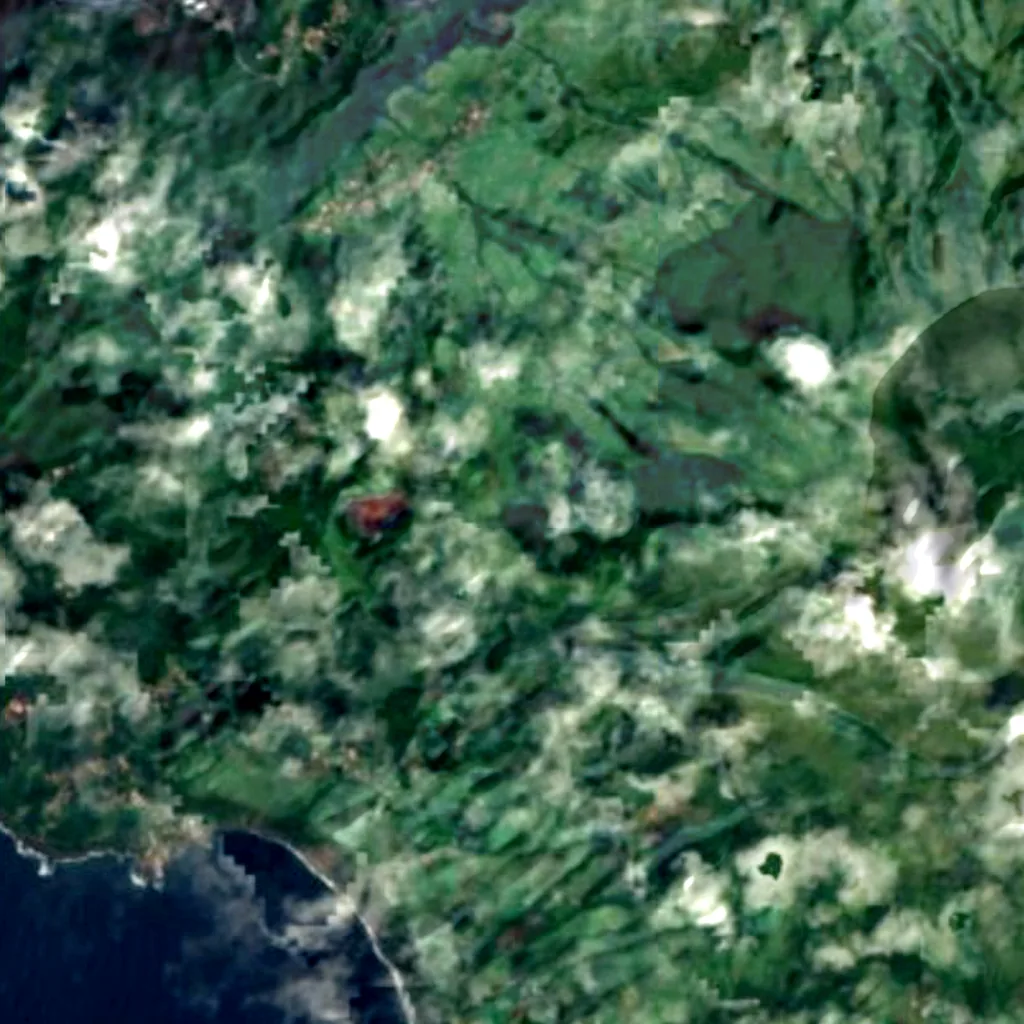 Caldeira e Capelinhos - Ilha do Faial seen from above (Sentinel-2)