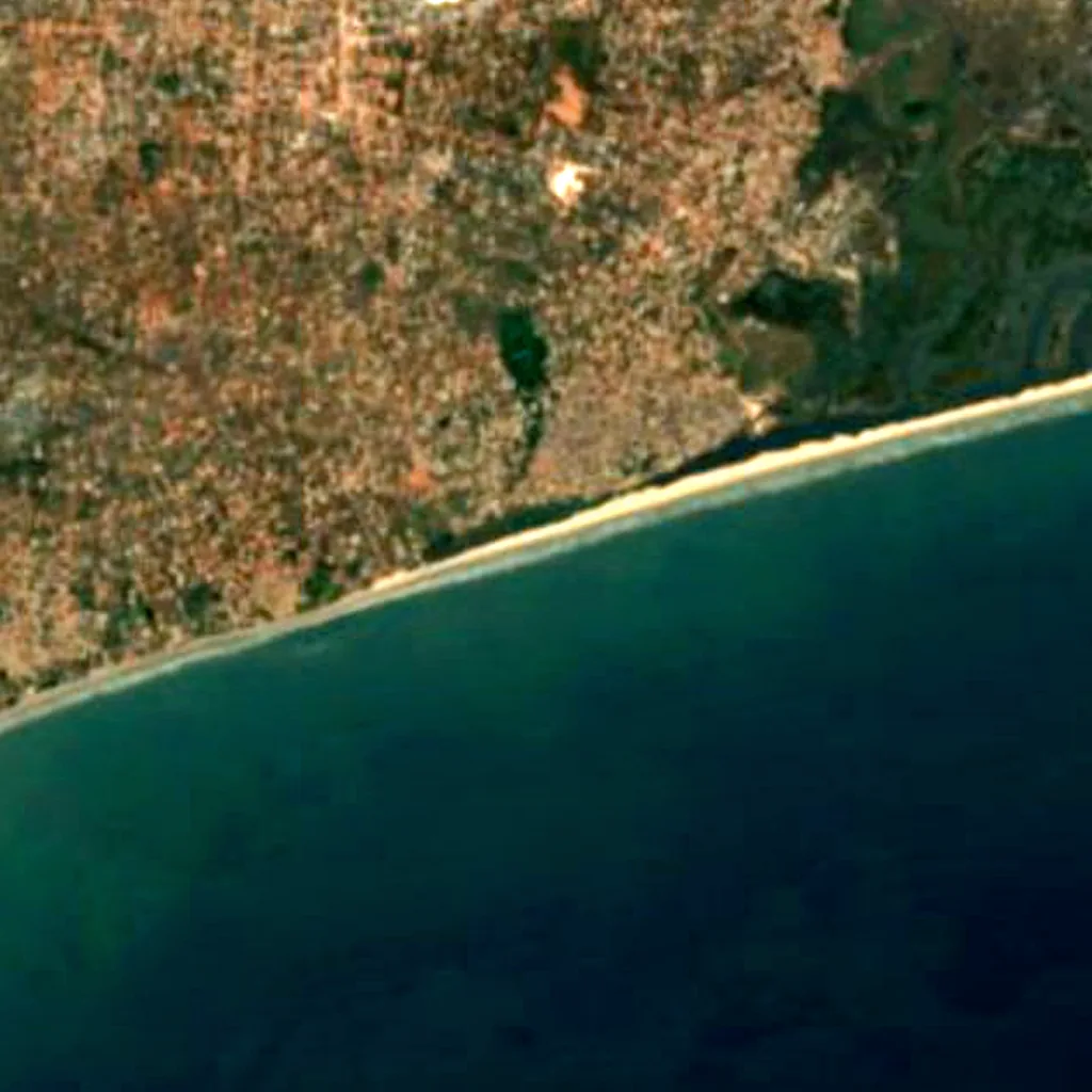 Densu River seen from above (Sentinel-2)