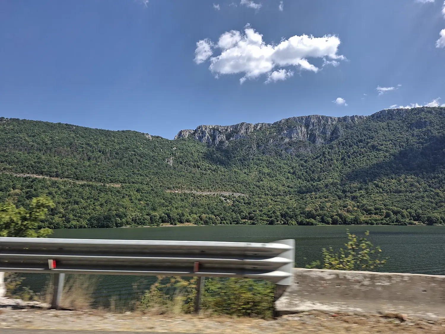 The Serbian mountains, located right next to the Danube river, captured on the DN57, near Eșelnița, Romania