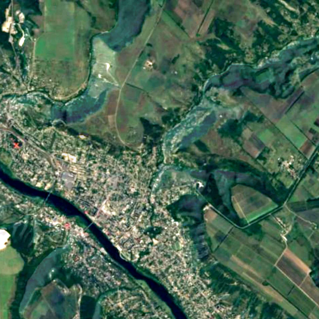 Dnister Regional Landscape Park seen from above (Sentinel-2)