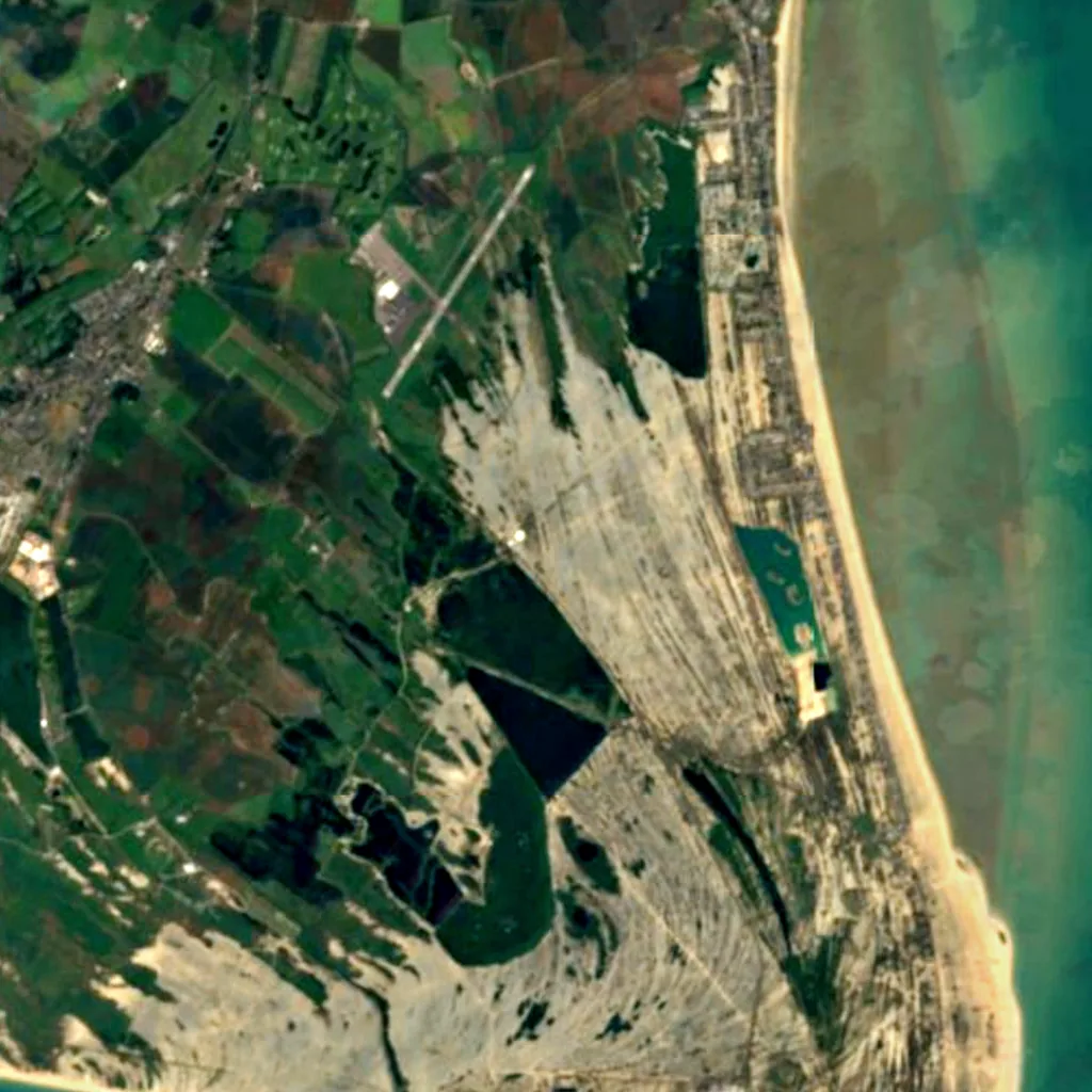 Dungeness, Romney Marsh and Rye Bay seen from above (Sentinel-2)
