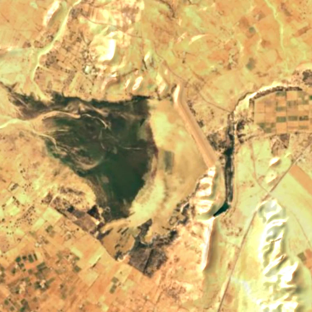 El Haouareb Dam seen from above (Sentinel-2)