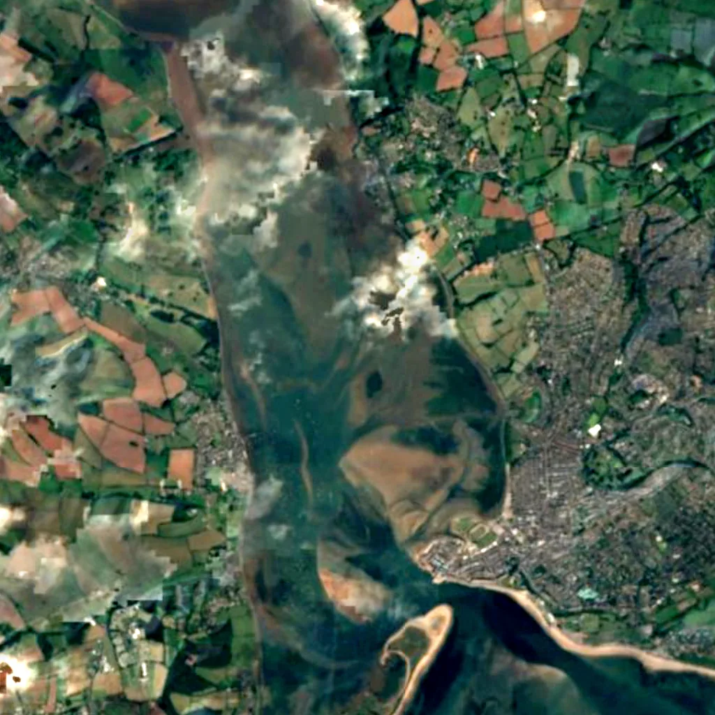 Exe Estuary seen from above (Sentinel-2)