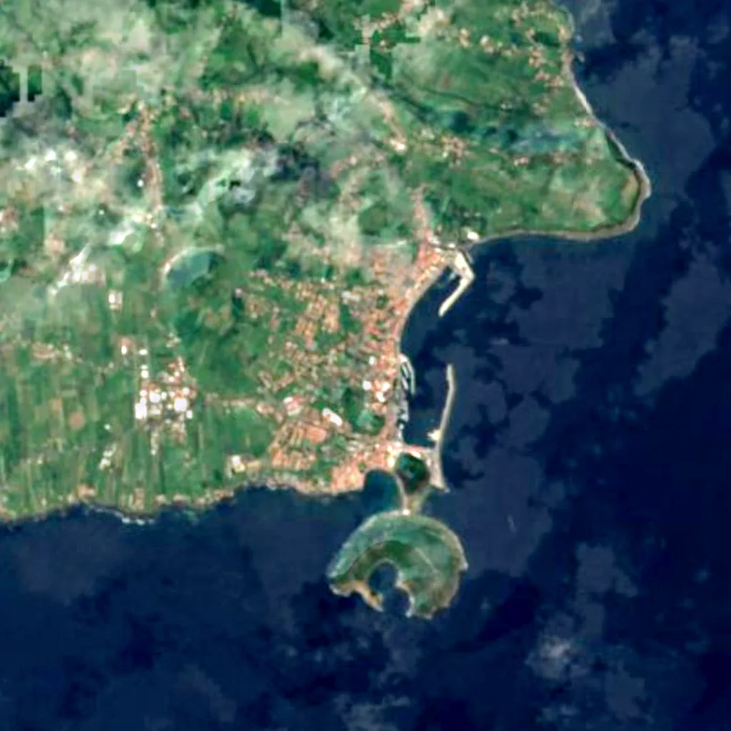 Fajã dos Cubres seen from above (Sentinel-2)