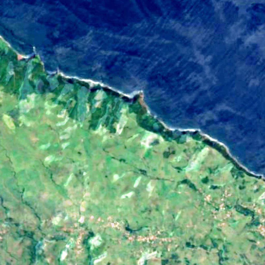 Ilhéu do topo e Costa Adjacente - Ilha de S. Jorge seen from above (Sentinel-2)