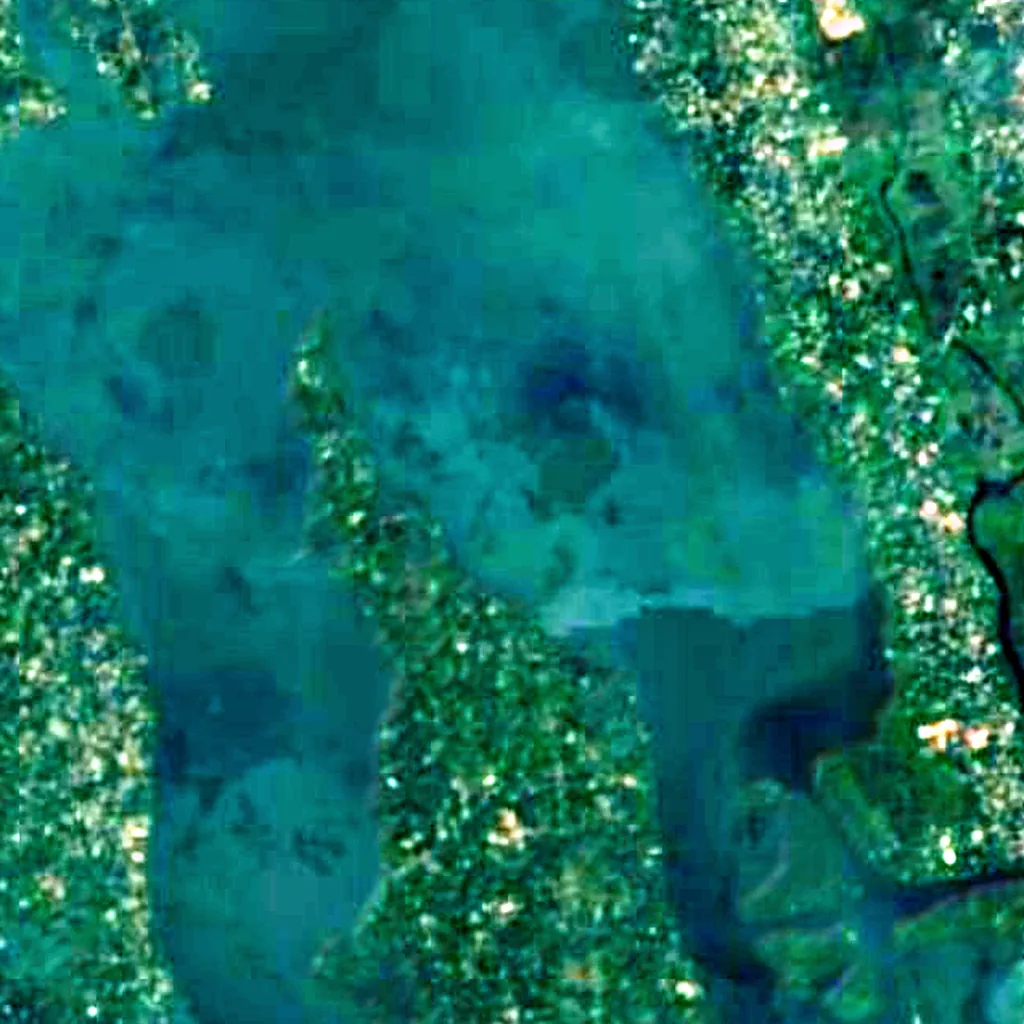 Kerala backwaters seen from above (Sentinel-2)