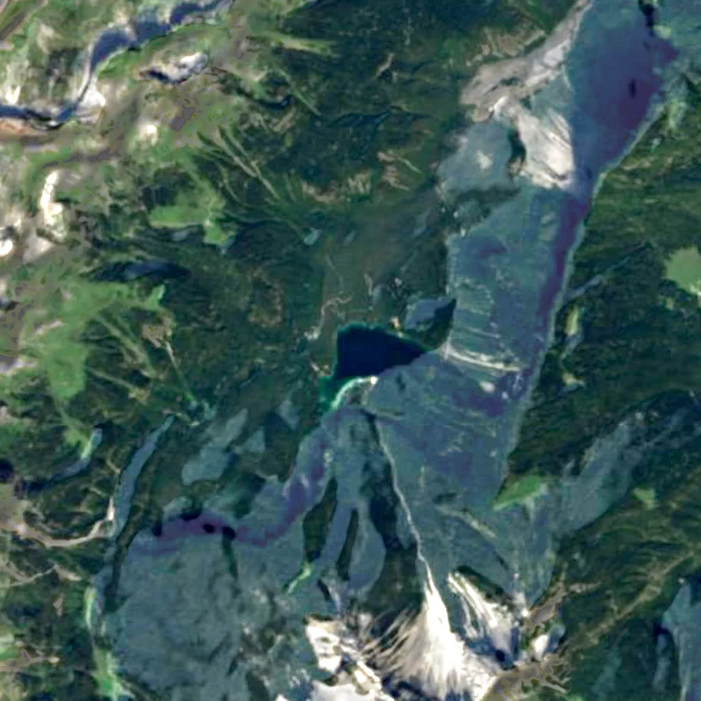 Lago di Tovel seen from above (Sentinel-2)