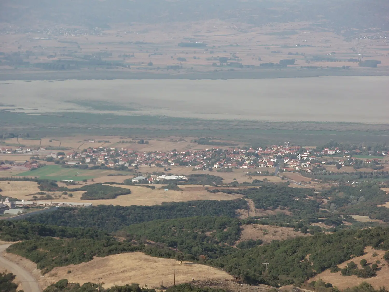 Koronia Lake 2008 and Agios Vasilios - seen from Chortiatis, Greece - 01