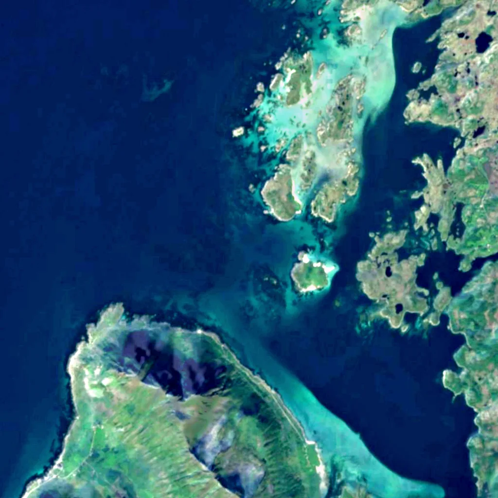 Laukvikøyene seen from above (Sentinel-2)