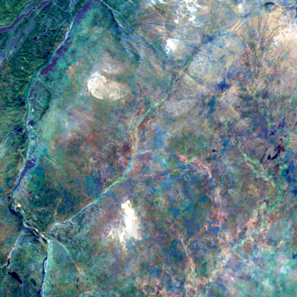 Lemmenjoki National Park seen from above (Sentinel-2)