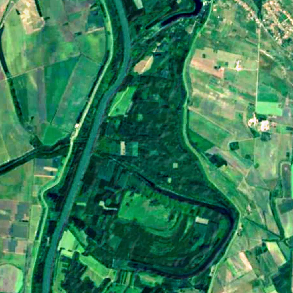 Mártély Landscape Protection Area seen from above (Sentinel-2)
