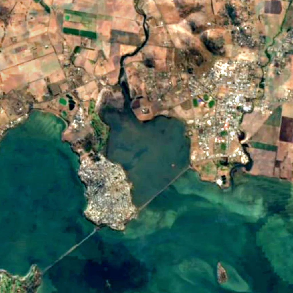 Orielton Lagoon seen from above (Sentinel-2)