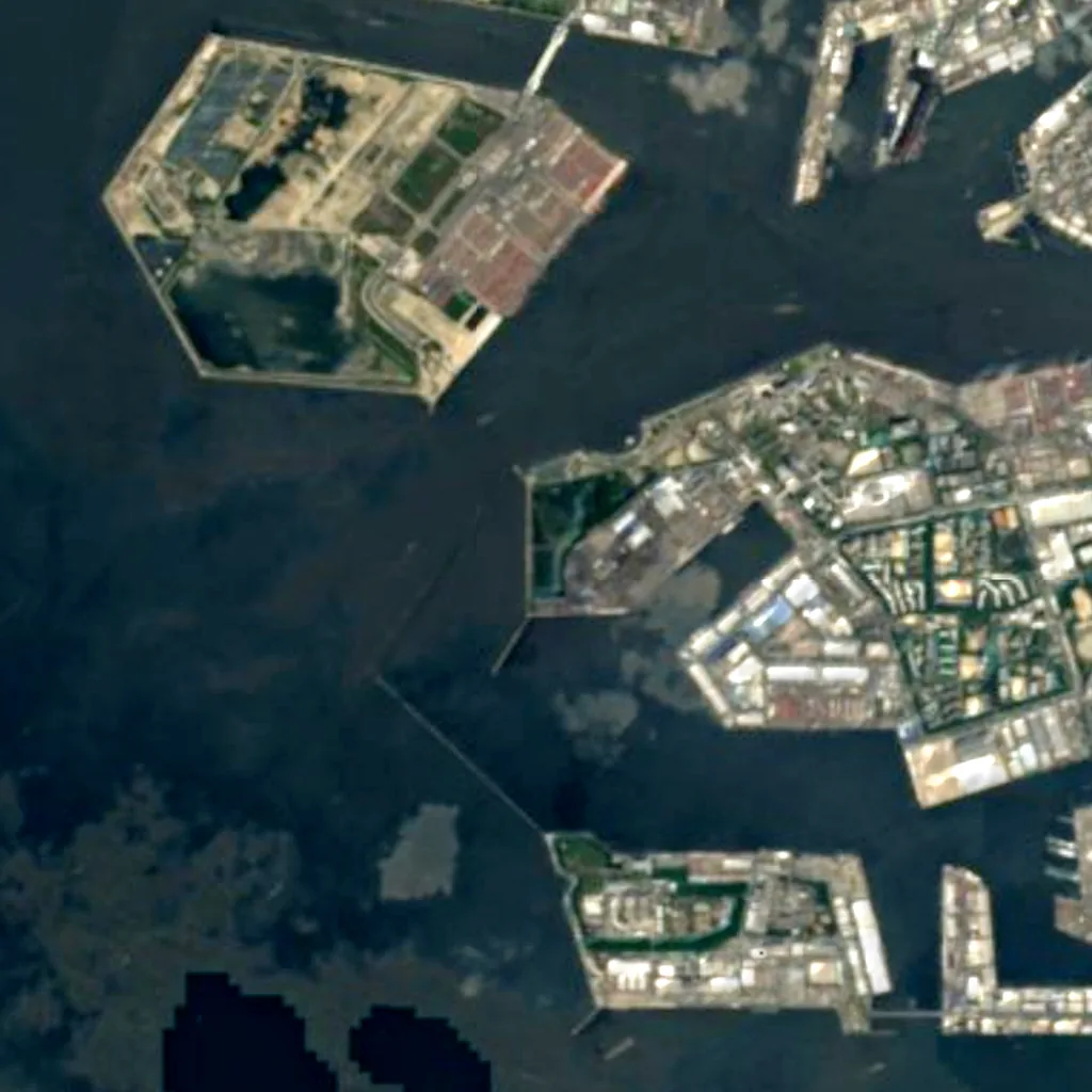 Osaka Nanko Bird Sanctuary seen from above (Sentinel-2)