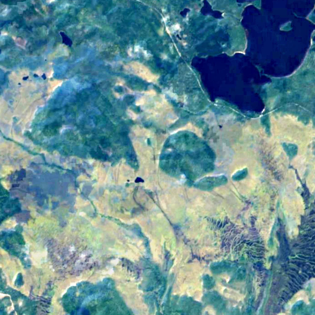 Patvinsuo National Park seen from above (Sentinel-2)
