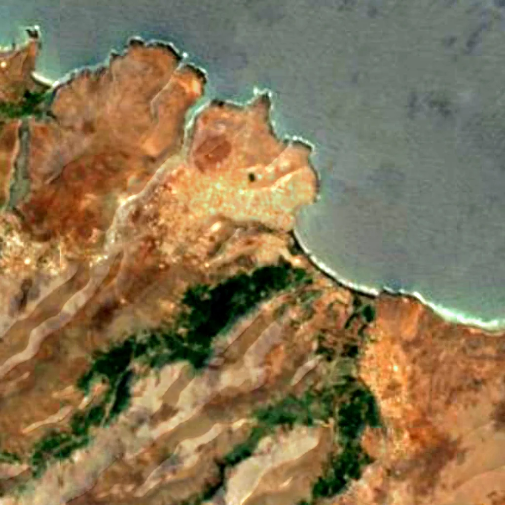 Pedra Badejo lagoons Important Bird Area seen from above (Sentinel-2)
