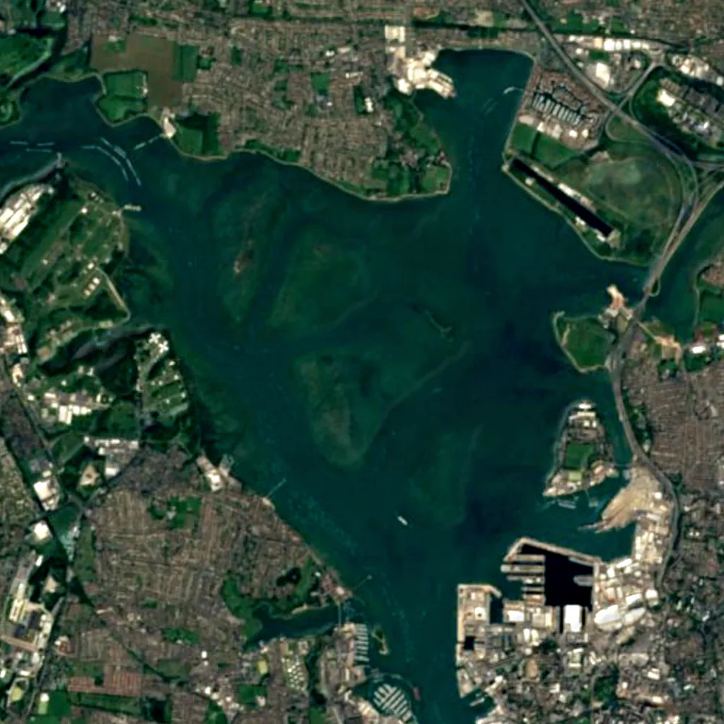 Portsmouth Harbour seen from above (Sentinel-2)