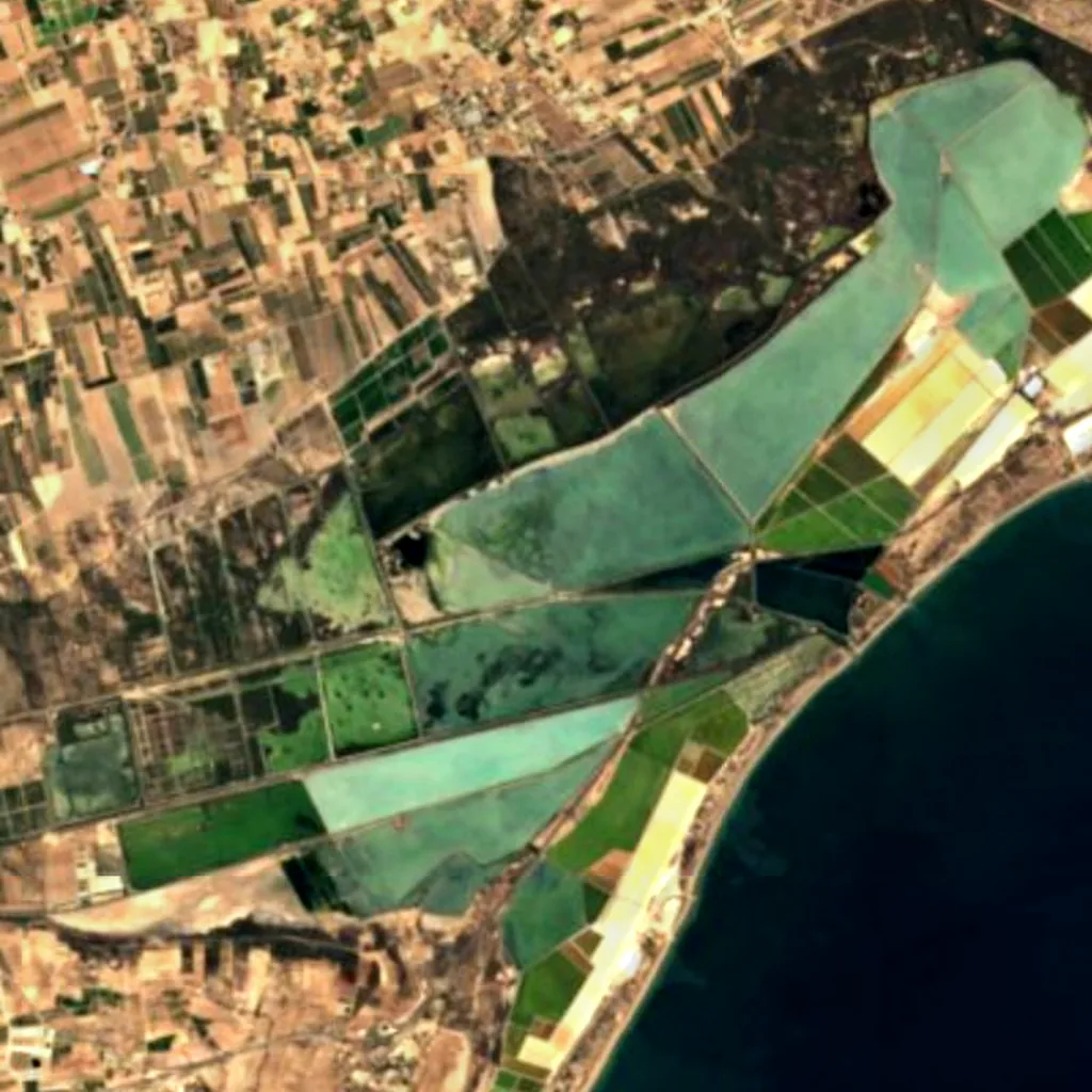Salinas de Santa Pola Natural Park seen from above (Sentinel-2)