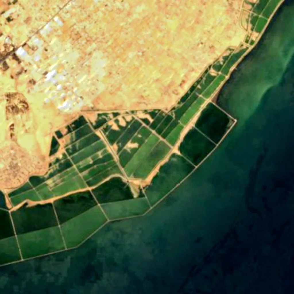 Salt evaporation pond of Thyna seen from above (Sentinel-2)
