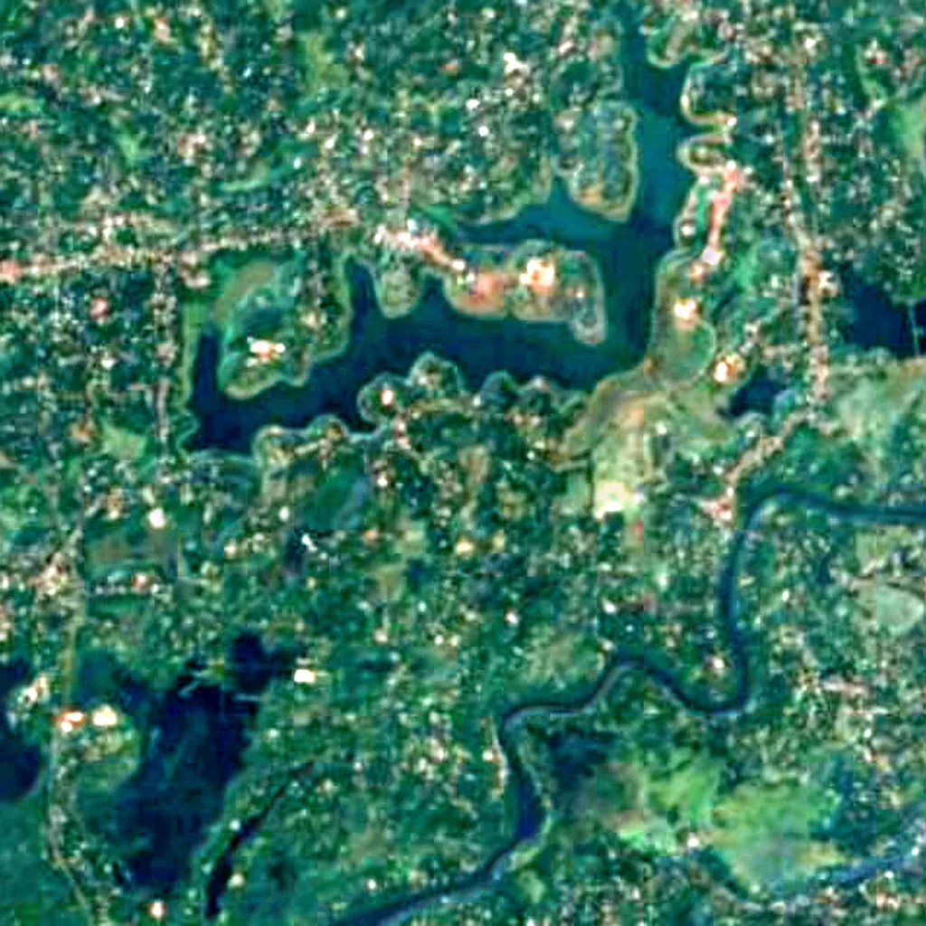 Sasthamcotta Lake seen from above (Sentinel-2)