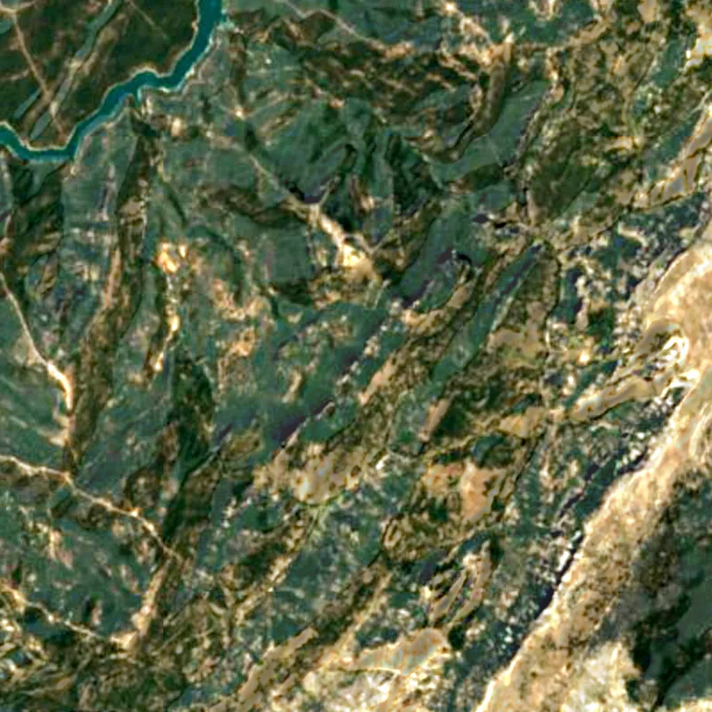 Sierras de Cazorla, Segura y Las Villas Natural Park seen from above (Sentinel-2)