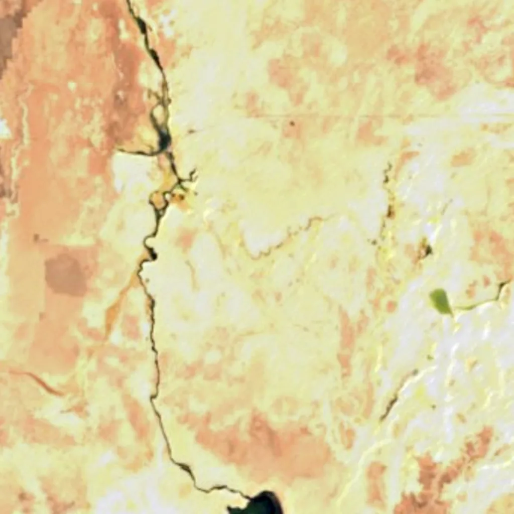 Soncor hydrological system in Salar de Atacamar seen from above (Sentinel-2)