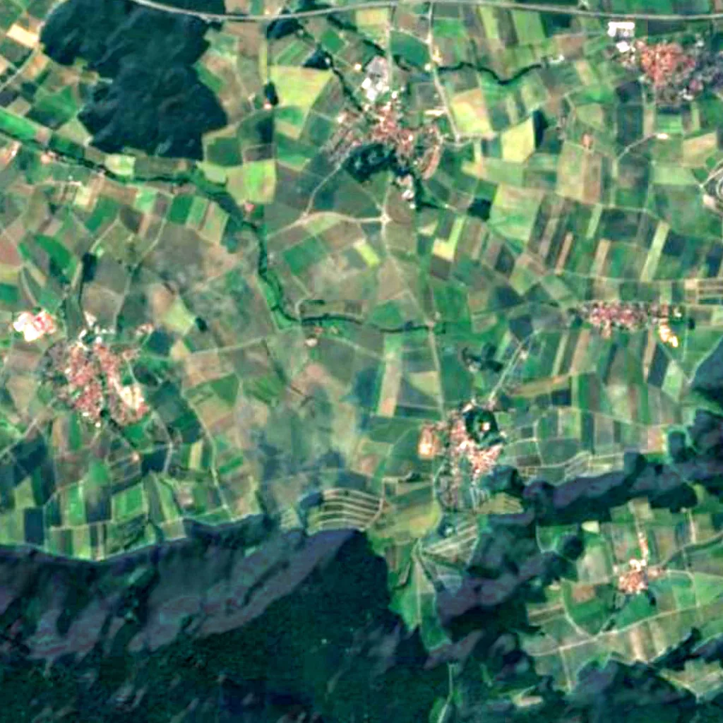 Südliches Steigerwaldvorland seen from above (Sentinel-2)