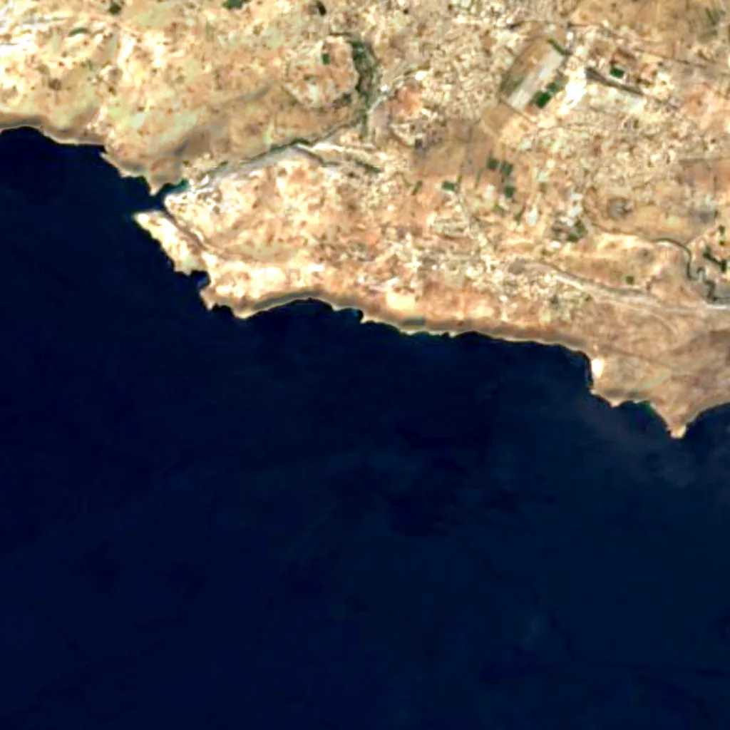 Ta' Ċenċ Cliffs Important Bird Area seen from above (Sentinel-2)