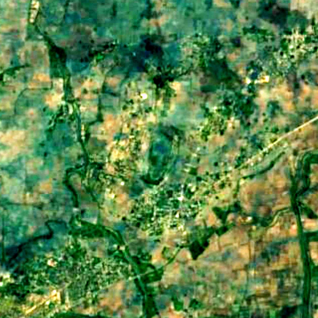 Udayamarthandapuram Bird Sanctuary seen from above (Sentinel-2)